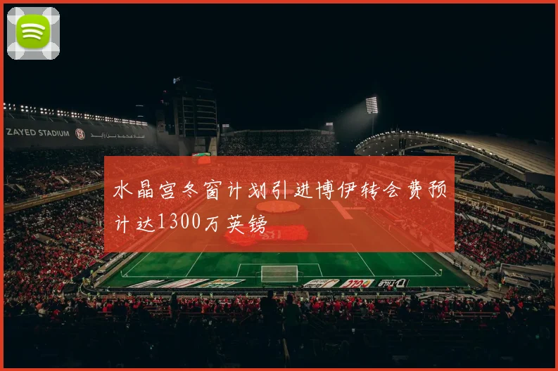水晶宫冬窗计划引进博伊转会费预计达1300万英镑